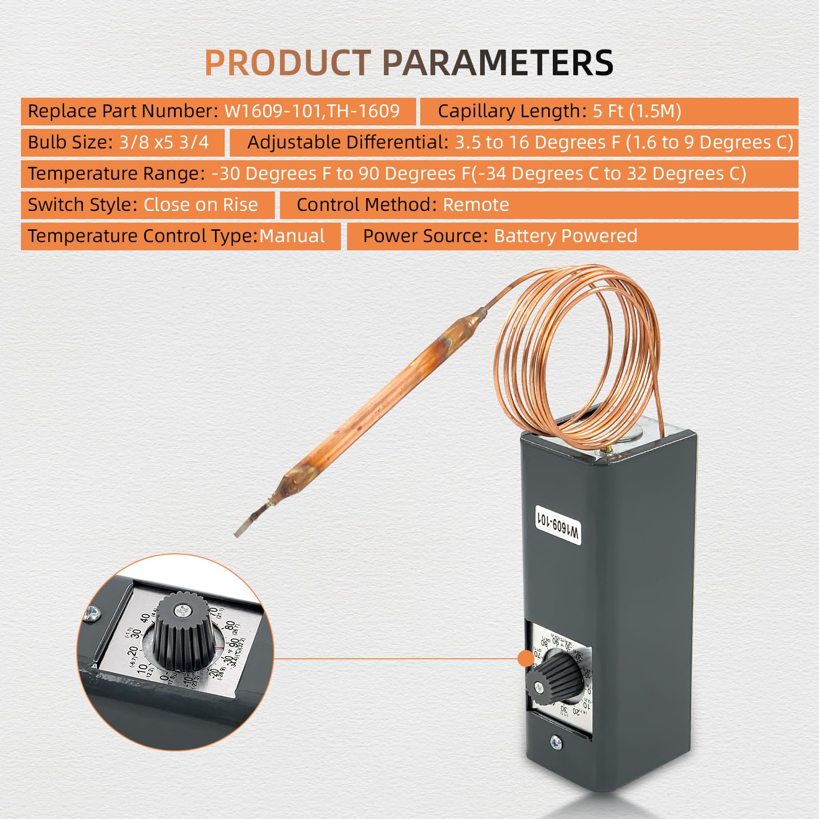 Amazon.com: W1609-101 TH-1609 Refrigeration Thermostat Temperature